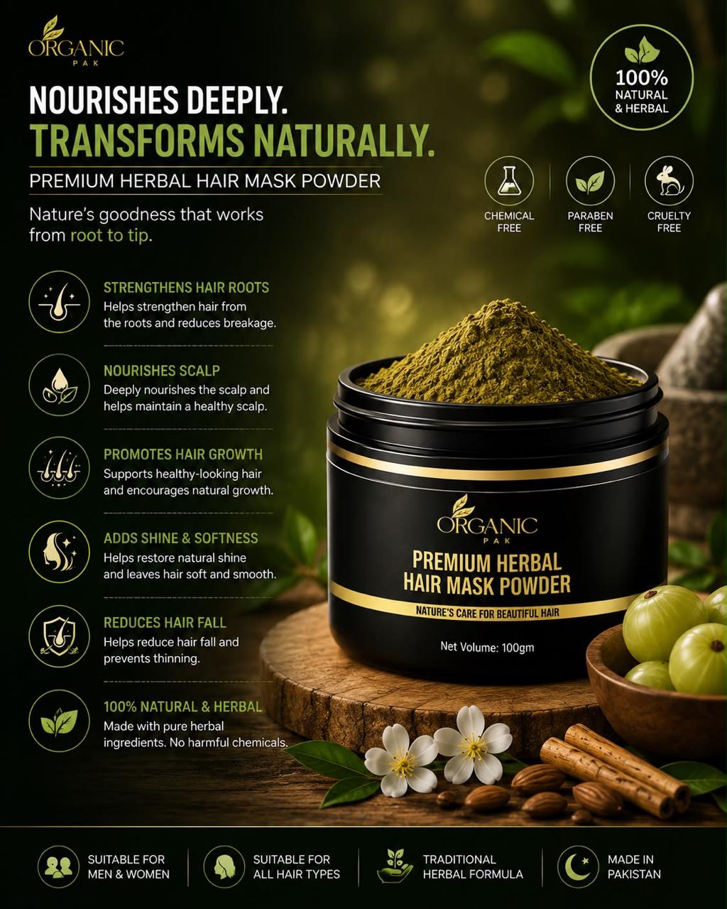 HAIR CARE DUO|Hair Growth & Repair Oil 200ml|Premium Herbal Hair Mask Powder 100g|Natural Hair Treatment