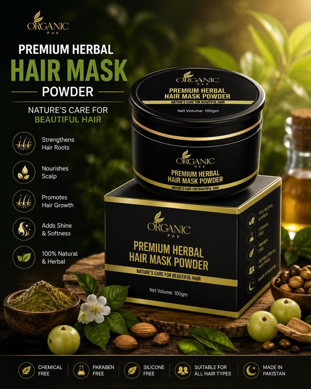 HAIR CARE DUO|Hair Growth & Repair Oil 200ml|Premium Herbal Hair Mask Powder 100g|Natural Hair Treatment